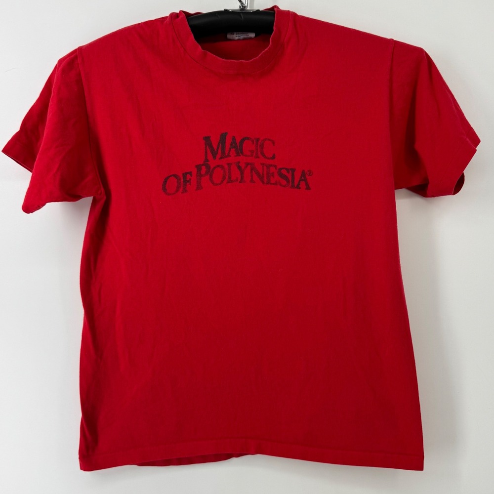 Vintage Hanes Heavyweight Magic of Polynesia Red Graphic T-Shirt Mens Medium